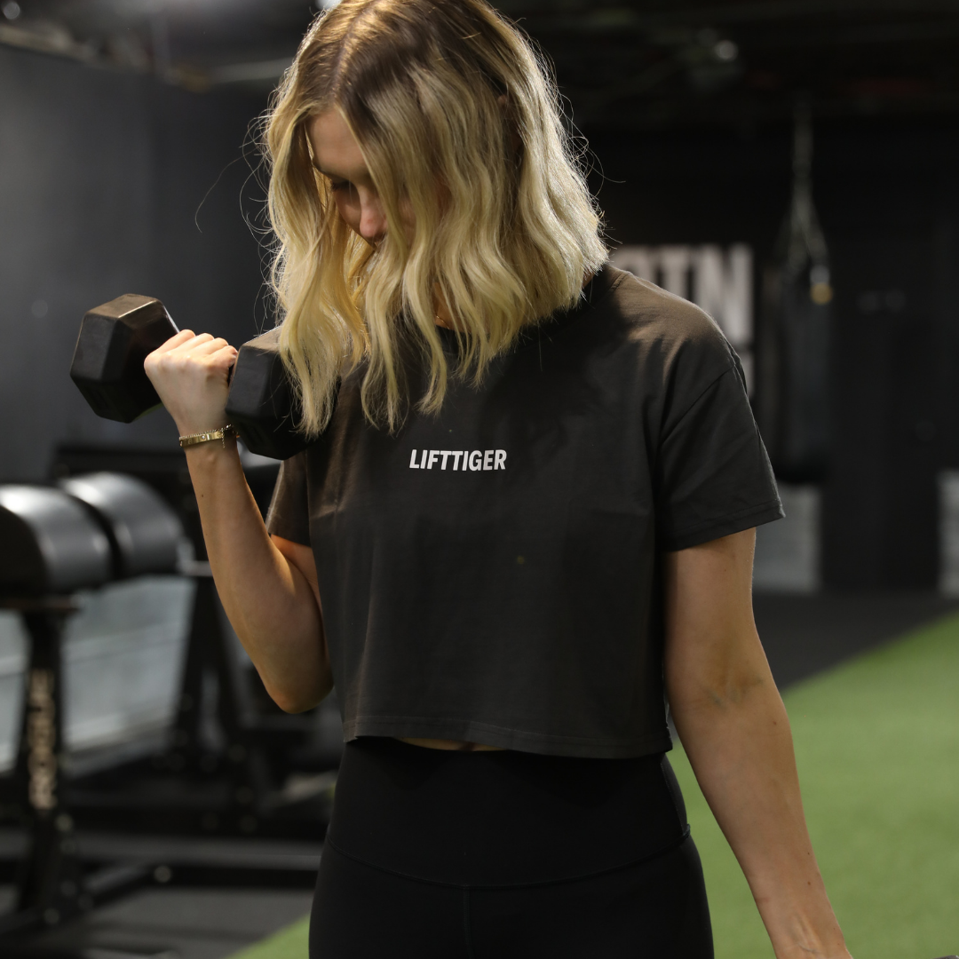 TRAINING CROP TOP - FADED BLACK