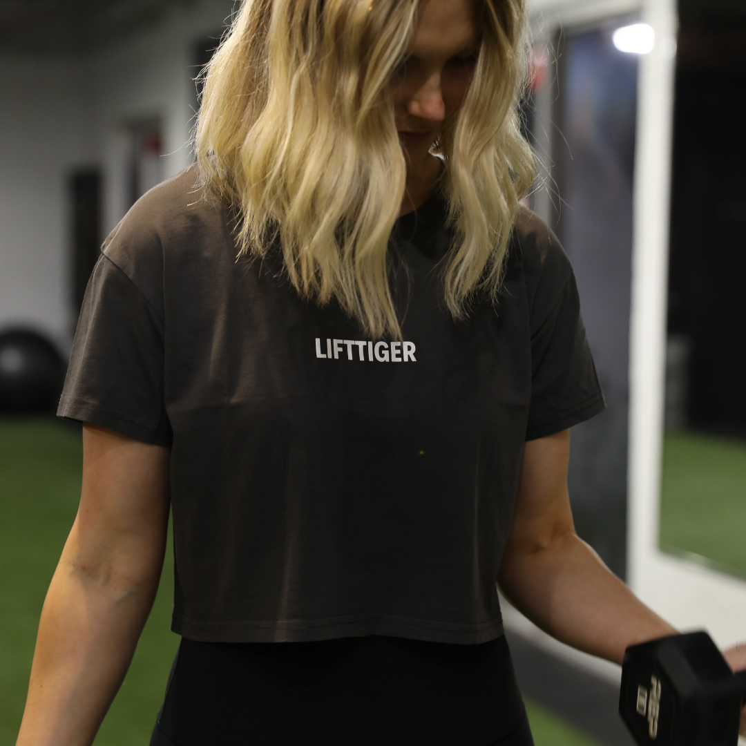 TRAINING CROP TOP - FADED BLACK